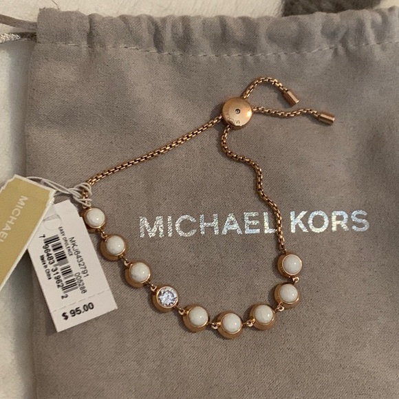 Michael Kors White Jade And Crystal Slider Bracelet - Picture 1 of 2